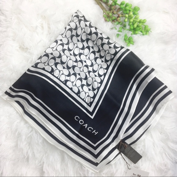 Coach Accessories - 💖SOLD💖Coach Scarf Signature C 100% Silk Black
